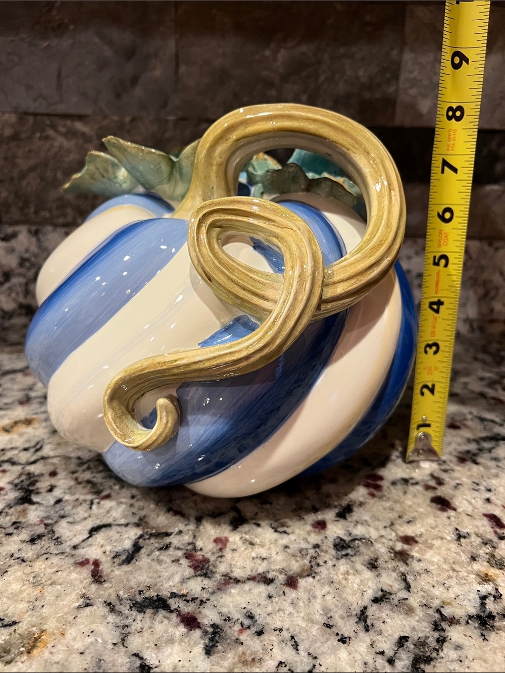 MACKENZIE-CHILDS Royal Swirl Twisted-Stem Pumpkin. New in Box. - Picture 12 of 12